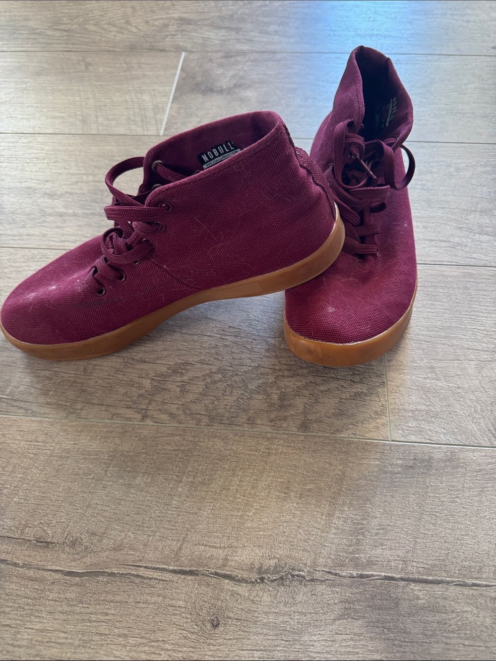NOBULL Women's Maroon Canvas High-Top Sneakers with Gum Sole